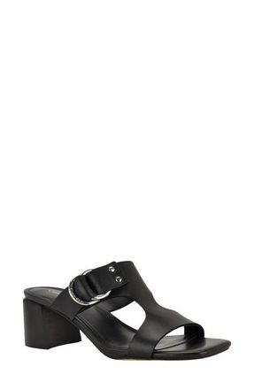 Calvin Klein Vevia Slide Sandal in Black Leather at Nordstrom, Size 9.5