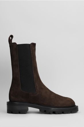 PARIS TEXAS Napa Chelsea Boot Combat Boots In Brown Suede