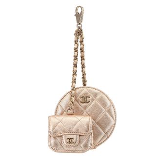 Chanel Metallic Gold Leather Coin Purse/Coin Case (Pre-Owned)