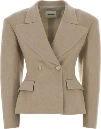 Andamane Blazer in lana con spalline - Toni neutri