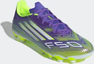 adidas Fussballschuh ADIDAS PERFORMANCE F50 LEAGUE MULTI-GROUND STIEFEL, Gr. 44, lila (lila rush, cloud wei&szlig;, lucid lemon), Synthetik, Textil, Schuhe Fussbal