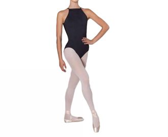 Energetiks Stellar High Neck Mesh Cami Leotard In Black