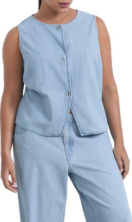 Mango Denim Vest in Light Blue at Nordstrom, Size Xx-Large