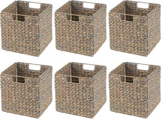 mDesign Hyacinth Woven Cube Bin Basket Organizer in Gray Wash at Nordstrom