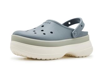 Crocs Classic Stacked Clogs, Platform Sneakers Clog Shoes Frosted Concrete : Mens 8 - Womens 10 Medium, EVA/Vinyl