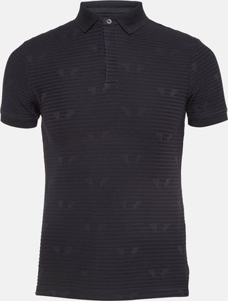 Emporio Armani Navy Blue Patterned Jersey Polo T-Shirt