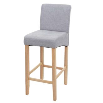 Hhg Hhg - Nunca Usado] Taburete De Bar 525, Taburete De Bar Taburete De Mostrador, Madera Certificada Mvg, Gris Claro, Patas Claras, Tela/textil