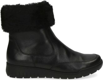 Caprice Zwarte Nappa Gesloten Booties - Dames - Enkellaarsjes - Zwart - 36 EU - Leer - Schoenen