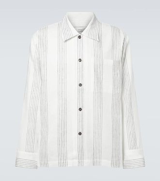Commas Textured Striped cotton overshirt