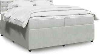vidaXL Vidaxl - Cama Box Spring Con Colch&oacute;n Terciopelo Gris Claro 200x200 Cm