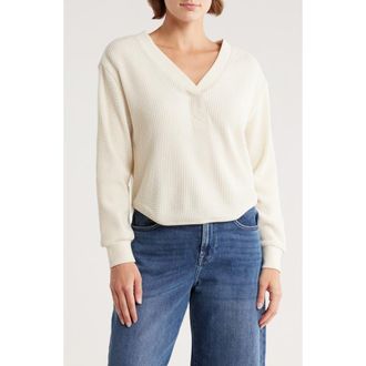 Madewell Brushed Waffle V-Neck T-Shirt in Antique Cream at Nordstrom Rack, Size X-Large