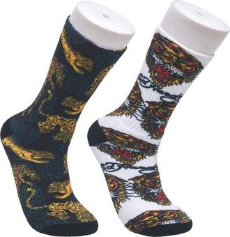 Ed Hardy 360 Print Full Cushion Crew Sock 2-Pack in Multi at Nordstrom