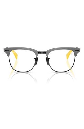 Ray-Ban x Scuderia Ferrari 51mm Square Optical Glasses in Dark Grey/Yellow at Nordstrom