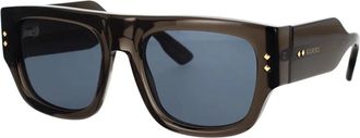 Gucci Retrostijl Zonnebril met Metalen Nieten - unisex - Accessoires - Grijs - Maat: 54 MM