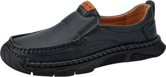 Generic Mens Slip-On Leather Loafers Low Cut Flat Moccasins Winter Autumn Casual Shoes Easy Wear Sneakers Non-Slip Work Shoe Business Daily Walking Shoewear (