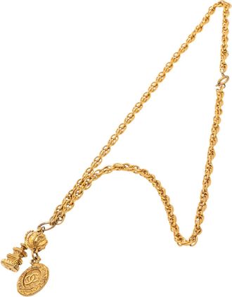 Chanel Tweedehands Cc Verguld Medaillon en Pagode Hangerketting