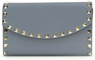 Valentino Garavani Rockstud Flap Portemonnee - Dames - Portefeuilles - Blauw - ONE Size - Leer - Accessoires