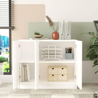 Dmora Armario Multiuso Grande Olana, Perchero, 2 Estantes, Puertas Batientes, 89x74h Cm Blanco