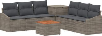 vidaXL Juego De Sof&aacute; 8 Uds. Gris Y Gris Oscuro Rat&aacute;n Sint&eacute;tico Y Acero Vidaxl
