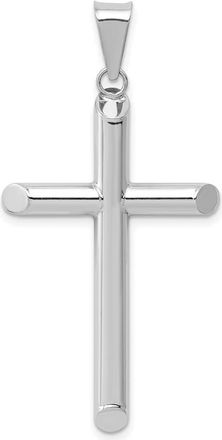 Diamond2Deal 14k White Gold Polished Hollow Cross Pendant