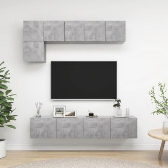 Berkfield Home 5 Piece TV Cabinet Set Concrete Grey Engineered Wood