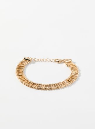 Simons Womens Plate and micro-bead chain bracelet
