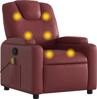 vidaXL Vidaxl - Sill&oacute;n De Masaje Reclinable Cuero Sint&eacute;tico Rojo Tinto
