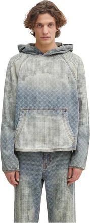 Daily Paper Clothing Hoodies & sweatvesten, Heren, Blauw, M, Denim, Destroyed Denim Hoodie