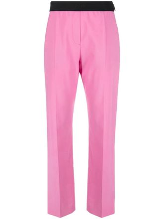 Msgm logo-waistband tapered trousers - Pink