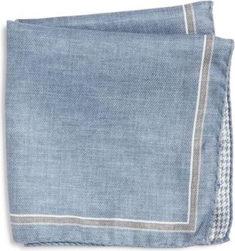 Jack Victor Crestwool Solid & Houndstooth Check Reversible Silk Pocket Square in Navy at Nordstrom