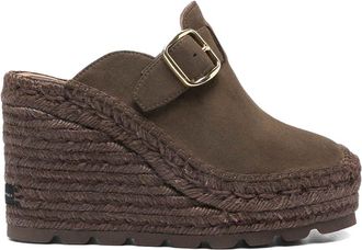 Stella McCartney Brown Buckle Wedge Mules