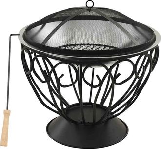 vidaXL Brasero Y Barbacoa 2 En 1 Atizador Acero Inoxidable 59x59x60 Cm Vidaxl