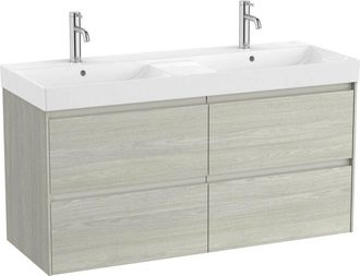 Roca Roca - Pack Unik mueble de 4 cajones + lavabo doble ona Color: Roble claro