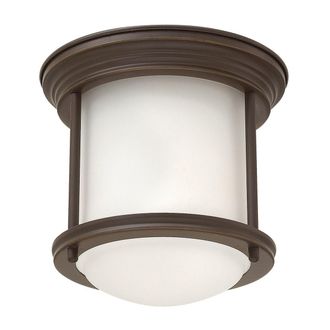 Netlighting Hinkley Hadrian 1 Light Flush Mount Oil Rubbed Bronze with Opal Glass IP44 in Brown