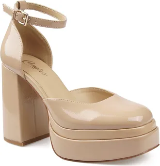 Candie's Topanga Ankle Strap Platform Pump in Nudfx at Nordstrom, Size 11