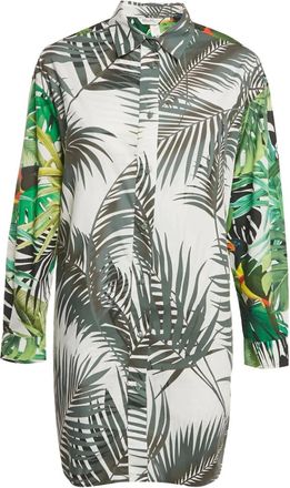 Max Mara Diego blousejurk met tropische print - Groen
