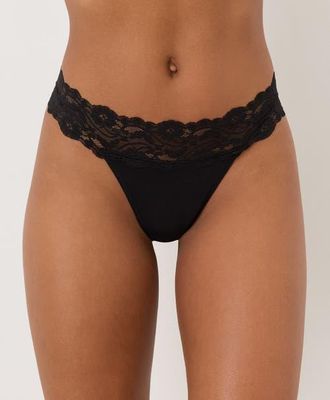 Pact Lace Waist Thong 3-Pack Made With Organic Cotton in Black at Nordstrom, Size Xx-Large