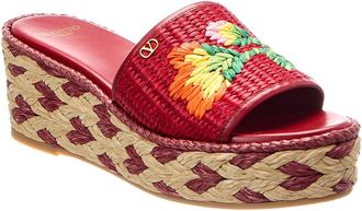 Valentino Vlogo 65 Raffia & Leather Espadrille