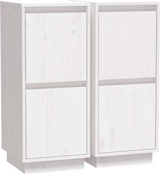 vidaXL Vidaxl - Aparador 2 Uds Madera Maciza De Pino Blanco 31,5x34x75 Cm