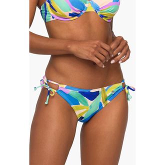 Lascana Womens Brushstroke Print Classic Bikini Bottom in Blue Multi at Nordstrom, Size 14