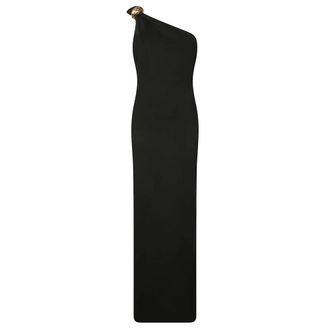Elisabetta Franchi Red Carpet Full Milano Stitch Gebreide Jurk - Dames - Avondkleed - Zwart - M - Polyester - Kleedjes