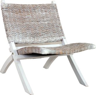 vidaXL Vidaxl - Silla De Rat&aacute;n Kubu Natural Y Madera Maciza De Caoba Blanca