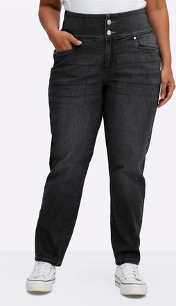 Sheego Bequeme Jeans SHEEGO, Damen, Gr. 40, Normalgr&ouml;ssen, schwarz denim, 99% Baumwolle, 1% Elasthan, unifarben, lang, Jeans Bequeme Jeans