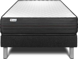 VITALIT Somier Negro + Colch&oacute;n Con Espuma Viscoel&aacute;stica 90 X 190