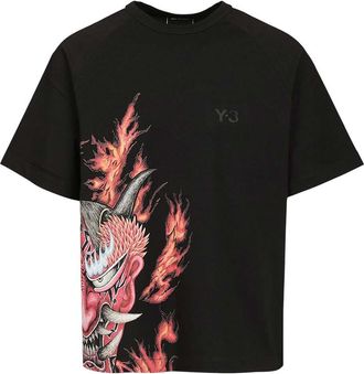 Yohji Yamamoto Black Graphic Logo T-Shirt