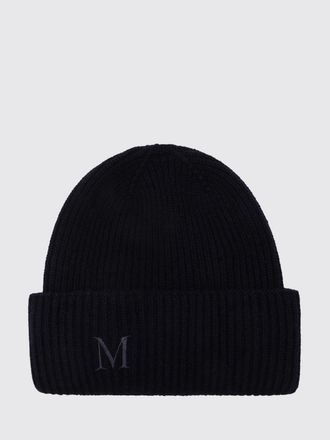 Max Mara Berretto beanie in lana a coste con logo jacquard e risvolto