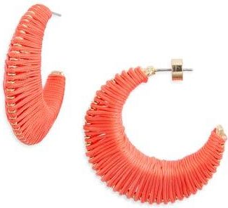 Nordstrom Wrapped Half Hoop Earrings in Orange Red at Nordstrom Rack