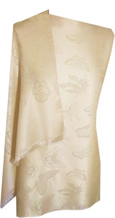 World of Shawls Shimmery Butterfly Lightweight Silky Pashmina Feel Shawl Wrap Stole (Cream)