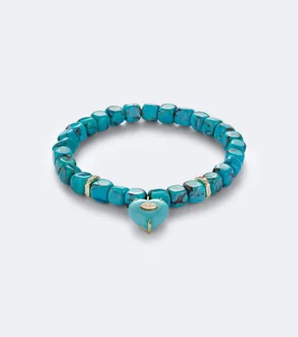 Sydney Evan Bracciale in oro 14kt con perline, tuquoise e diamanti