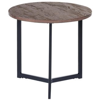 Beliani Mesa Auxiliar Madera Oscura Negro 50 Cm Mdf Base Metal Sala De Estar Tippo